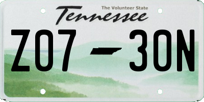 TN license plate Z0730N