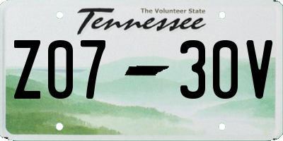TN license plate Z0730V