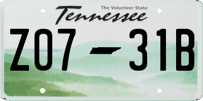 TN license plate Z0731B