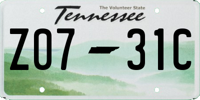 TN license plate Z0731C