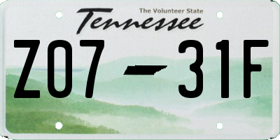 TN license plate Z0731F