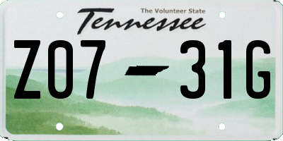 TN license plate Z0731G