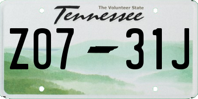 TN license plate Z0731J