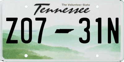 TN license plate Z0731N