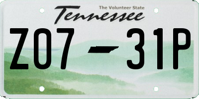 TN license plate Z0731P