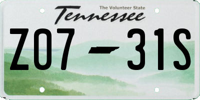 TN license plate Z0731S