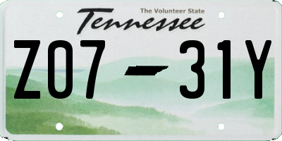 TN license plate Z0731Y