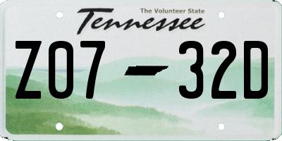 TN license plate Z0732D