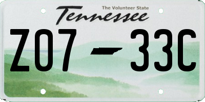 TN license plate Z0733C