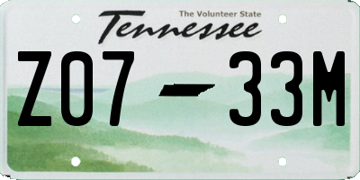 TN license plate Z0733M