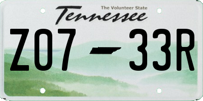 TN license plate Z0733R