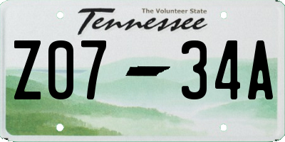 TN license plate Z0734A