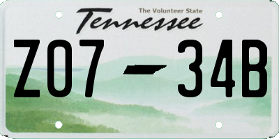 TN license plate Z0734B