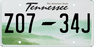 TN license plate Z0734J