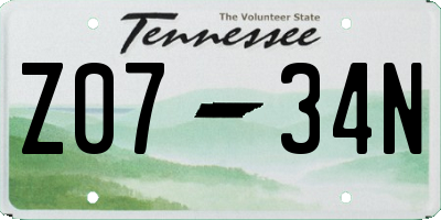 TN license plate Z0734N
