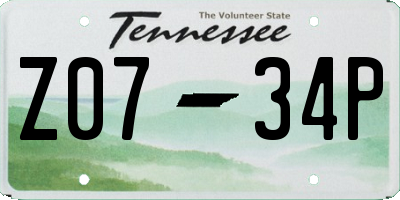 TN license plate Z0734P