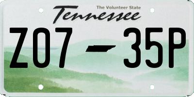 TN license plate Z0735P