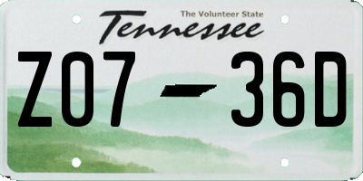 TN license plate Z0736D