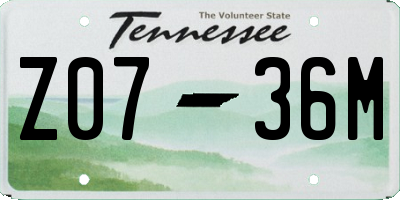 TN license plate Z0736M