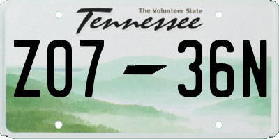 TN license plate Z0736N