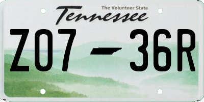 TN license plate Z0736R