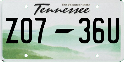 TN license plate Z0736U