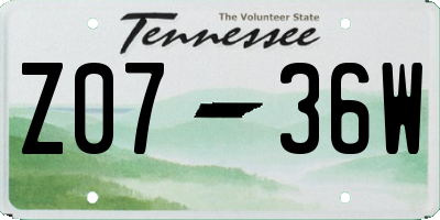 TN license plate Z0736W