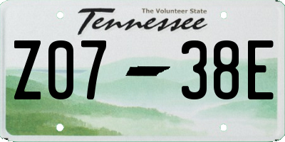 TN license plate Z0738E