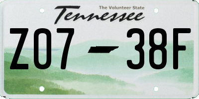 TN license plate Z0738F