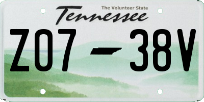 TN license plate Z0738V