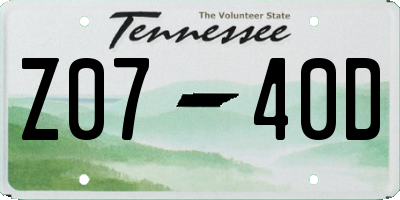 TN license plate Z0740D