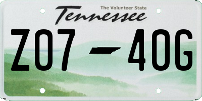 TN license plate Z0740G