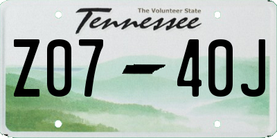 TN license plate Z0740J