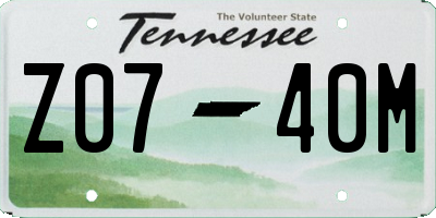 TN license plate Z0740M