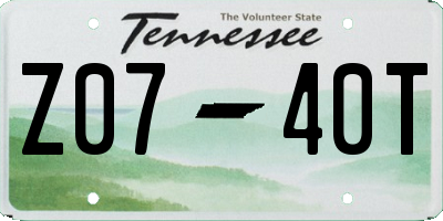 TN license plate Z0740T