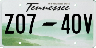 TN license plate Z0740V