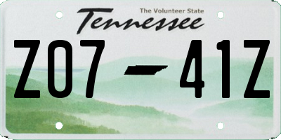 TN license plate Z0741Z