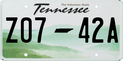 TN license plate Z0742A