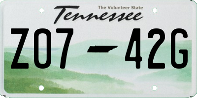 TN license plate Z0742G