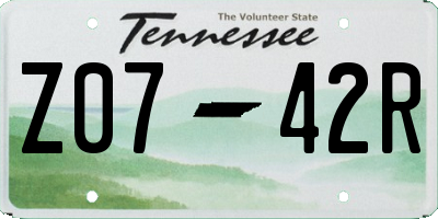 TN license plate Z0742R