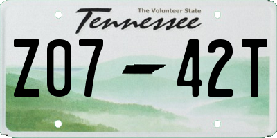 TN license plate Z0742T