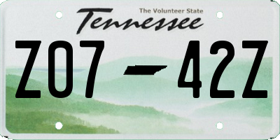TN license plate Z0742Z