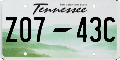 TN license plate Z0743C