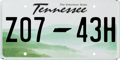 TN license plate Z0743H