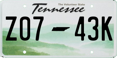 TN license plate Z0743K
