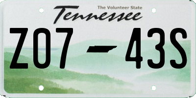 TN license plate Z0743S
