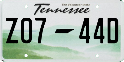 TN license plate Z0744D
