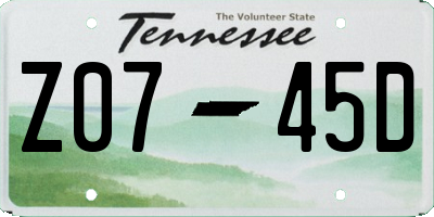 TN license plate Z0745D