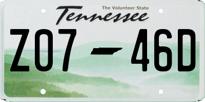 TN license plate Z0746D