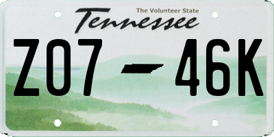TN license plate Z0746K